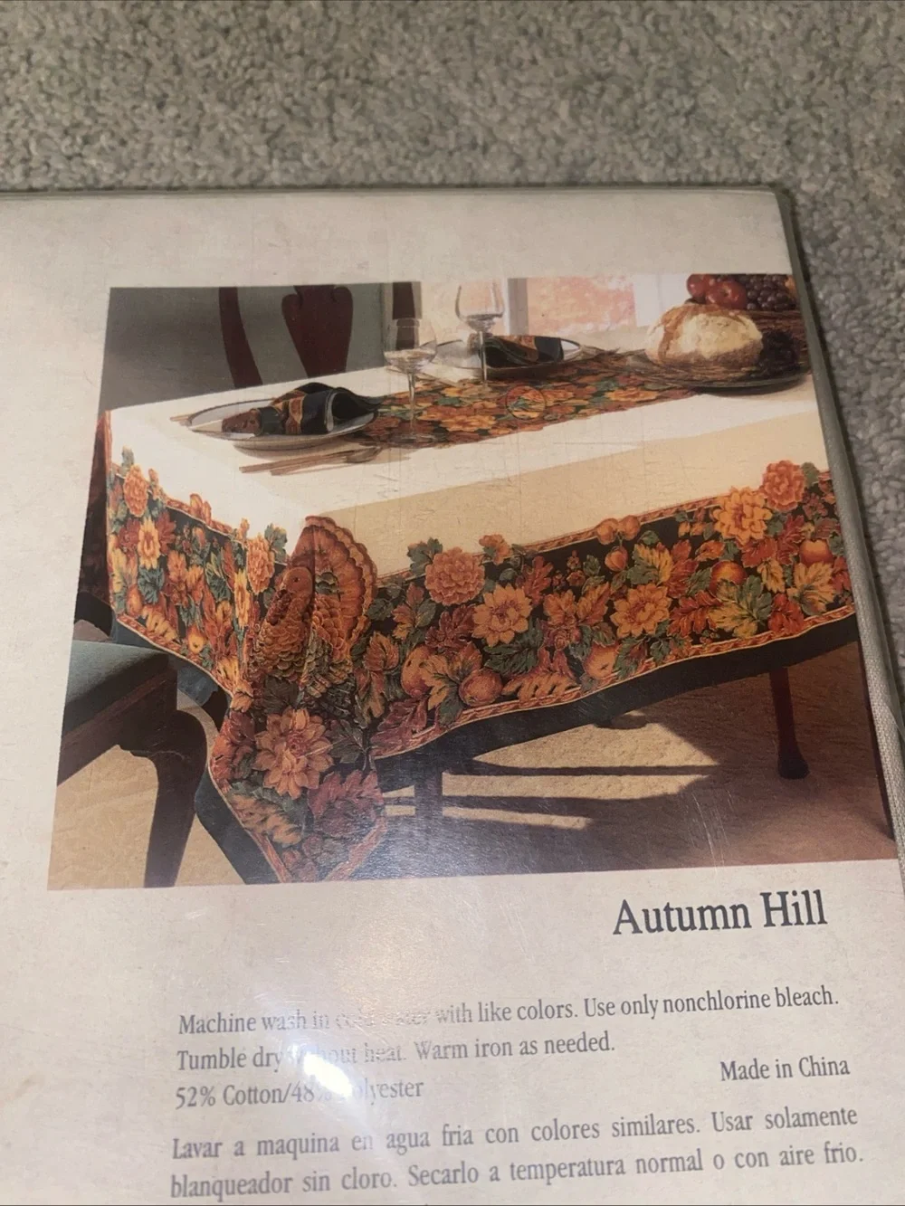 Bardwil‎ Seasons Turkey Thanksgiving VTG Tablecloth 52”x70” Oblong Autumn Hill